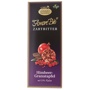 Čokoláda hořká s malinami a granátovým jablkem 100 g BIO LIEBHART'S - DOČASNĚ NEDOSTUPNÉ