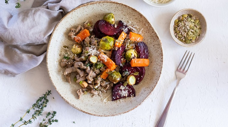 Žitné noky s pečenou zeleninou