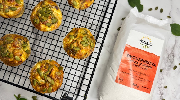 Dvouzrnkové muffiny z cottage sýru