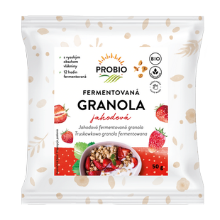 Müsli křupavé - granola fermentovaná jahodová jednoporcová 50 g BIO PROBIO 
