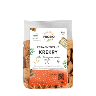 Krekry fermentované žito, červená čočka, chia 100 g BIO PROBIO