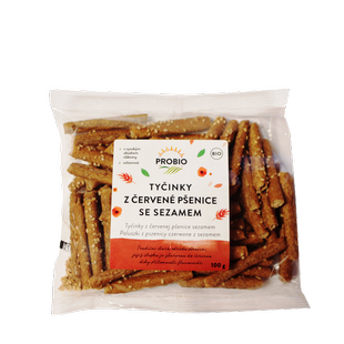 Tyčinky z červené pšenice se sezamem 100 g BIO PROBIO dočasně nedostupné
