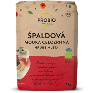 Mouka špaldová celozrnná hrubě mletá 1 kg BIO PROBIO