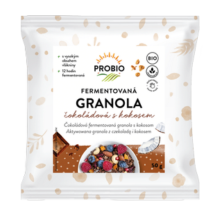 Müsli křupavé - granola fermentovaná čokoládová s kokosem jednoporcová 50 g BIO PROBIO 